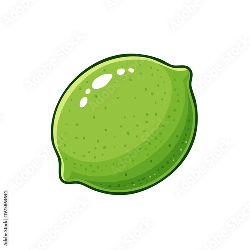 Vibrant Green Lime Illustration Isolated on White Background Fresh Citrus Fruit