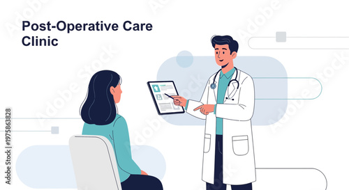 Doctor Consults Patient on Post-Operative Care with Digital Tablet