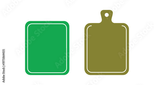 Cutting board icon set with front, top, and side views in simple flat vector style, isolated on a white background.