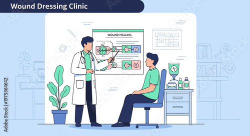 Doctor Explains Wound Healing Process to Patient in Clinic