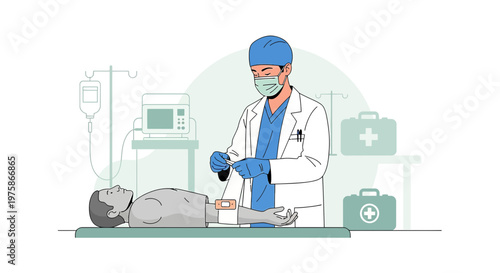 Doctor Performing Medical Procedure on Patient in Operating Room