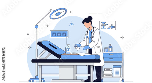 Doctor Performing Medical Procedure on Patient in Modern Operating Room