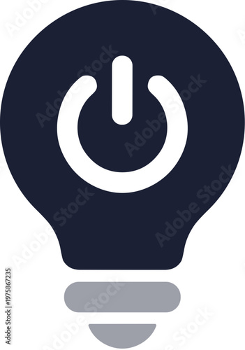 Minimalist Bulb Power Button Shape Lightbulb Idea Energy Illustration
