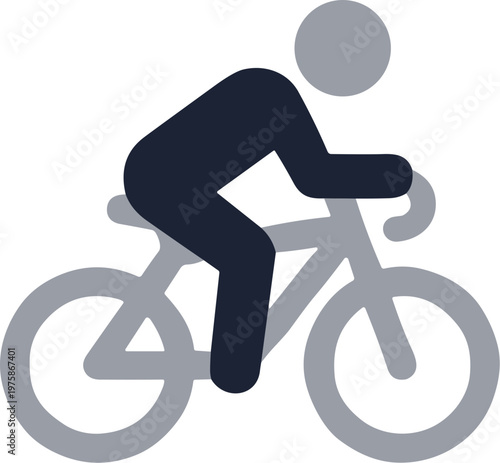 Flat Design Bicycle Rider Silhouette Icon Symbol Pictogram Transportation