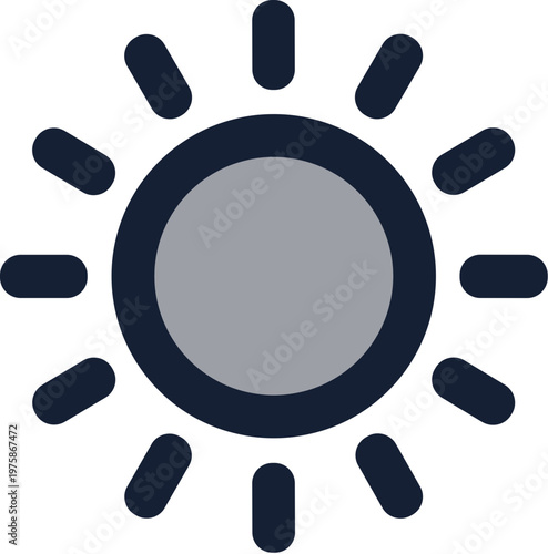 Simple Line Weather Sun Icon with Rays for UI Element