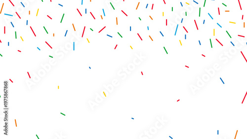 Φωτογραφία Colorful falling sprinkles border on white background, Minimalist confetti frame