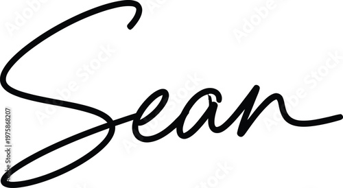A person's signature with the name Sean written in black cursive font on a white background