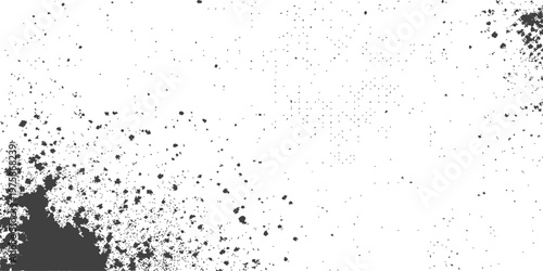 An abstract grunge texture features wet glass with raindrops and black ink splashes, creating a dirty liquid pattern of droplets and dust on a weathered window