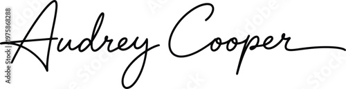 A elegant signature of Audrey Cooper in black ink on a white background