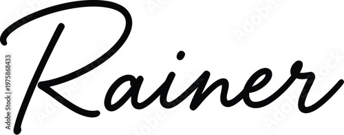 A person named Rainer written in a beautiful cursive font on a white background