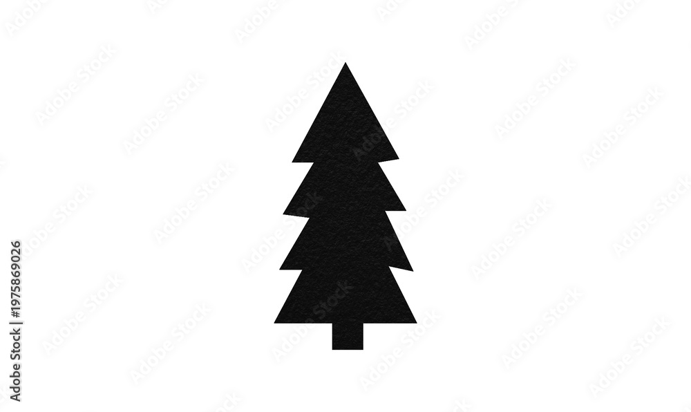 Obraz premium A cute black Christmas tree made of paper is placed on a transparent background