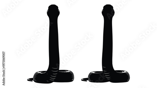 Two cobra silhouettes facing each other hoods flared in a defensive posture