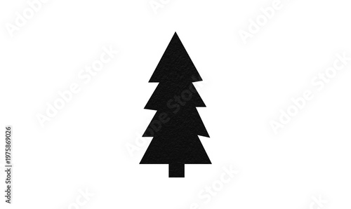 A cute black Christmas tree made of paper is placed on a transparent background