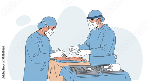Surgeons Performing Operation in Operating Room with Medical Equipment