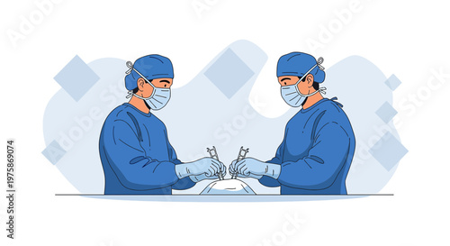 Surgeons Performing Operation in Operating Room with Medical Instruments