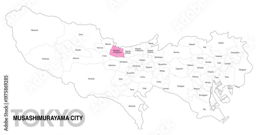 [日本地図] 東京都武蔵村山市の市区町村名入り位置地図