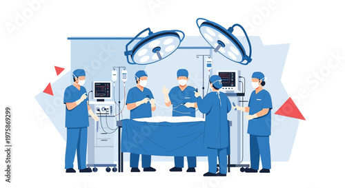 Surgical Team Performing Operation in Modern Operating Room