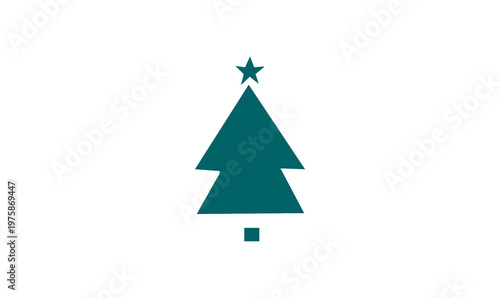 A cute green Christmas tree made of paper is placed on a transparent background.