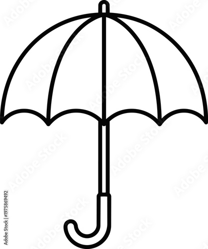 icon of umbrella, isolated on white background. Minimal line illustration of rain protection symbol. Concept of weather, safety, protection and insurance. Simple modern design suitable for apps, UI