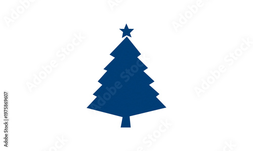 A cute blue Christmas tree made of paper is placed on a transparent background.