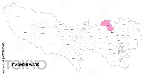 [日本地図] 東京都板橋区の市区町村名入り位置地図 