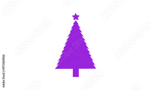 A cute purple Christmas tree made of paper is placed on a transparent background.