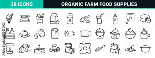 Minimalist dairy and milk product outline icons