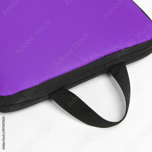Purple Travel Packing Cube with Black Handle and Zipper Organizer Bag Isolated on White Background