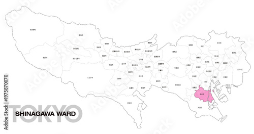 [日本地図] 東京都品川区の市区町村名入り位置地図