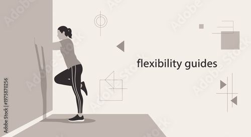 Woman stretching leg against wall, flexibility guide, fitness and wellness