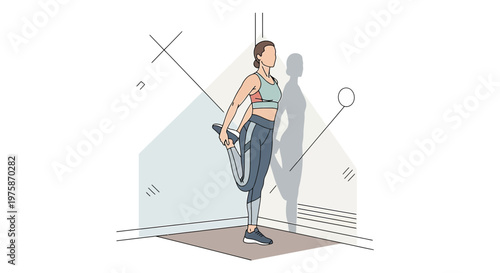 Woman stretching quadriceps on yoga mat, healthy lifestyle, fitness and wellness