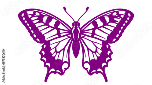 Vintage green butterfly vector illustration, detailed insect silhouette with decorative wings, elegant nature element for botanical design