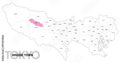 [日本地図] 東京都日の出町の市区町村名入り位置地図