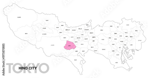 [日本地図] 東京都日野市の市区町村名入り位置地図 