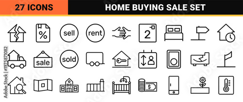 Minimalist real estate and property line icon set