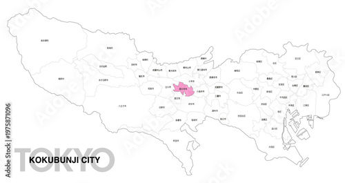 [日本地図] 東京都国分寺市の市区町村名入り位置地図