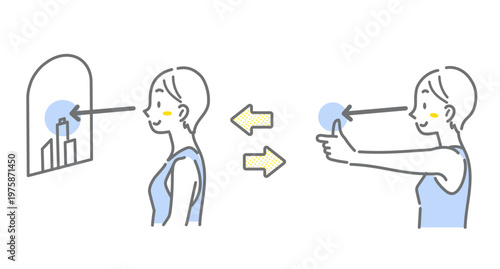 遠近体操法　視力回復トレーニング　シンプルでお洒落な線画イラスト