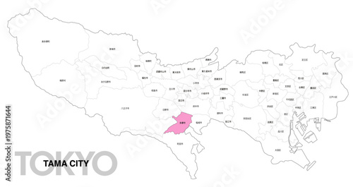 [日本地図] 東京都多摩市の市区町村名入り位置地図 