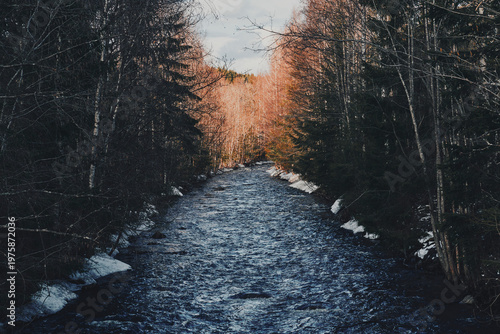 Steinsjøelva River on the southern part of the Totenåsen Hills, Norway, April 2026.