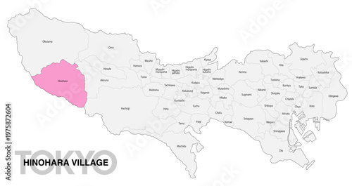 [日本地図] 東京都檜原村の市区町村名入り位置地図 (英語)