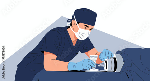 Surgeon Performing Operation in Operating Room