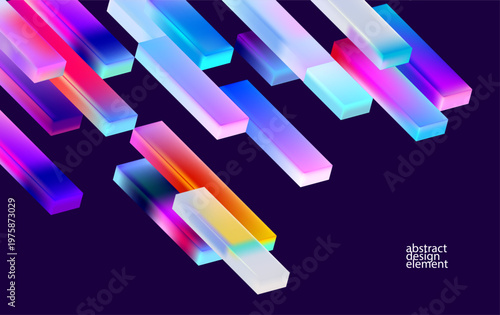  Abstract background of iridescent and glass geometric shape in liquid glass style. Vector technology wallpaper.