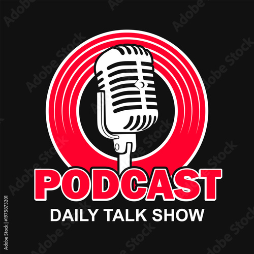 podcast logo live talk show label badge typography editable text effect font style template design