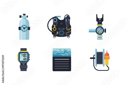 Scuba Diving Equipment Icons