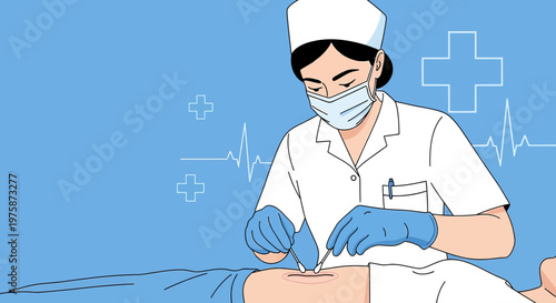 Surgeon Performing Procedure with Medical Equipment on Patient in Operating Room