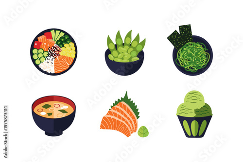 Japanese Food Assortment Flat Design