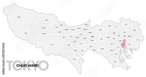 [日本地図] 東京都中央区の市区町村名入り位置地図 