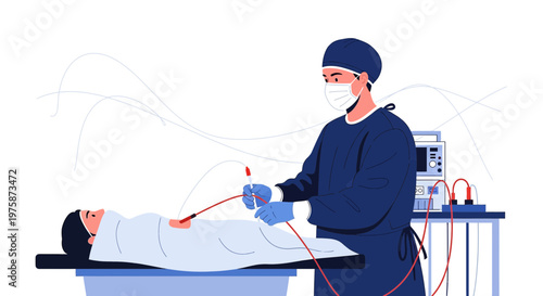 Surgeon Performing Surgery in Operating Room with Patient and Medical Equipment