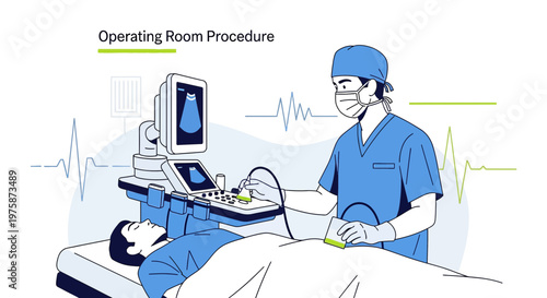 Surgeon Performing Ultrasound-Guided Procedure in Operating Room