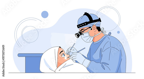 Surgeon Performs Nasal Surgery with Patient Under Anesthesia in Operating Room